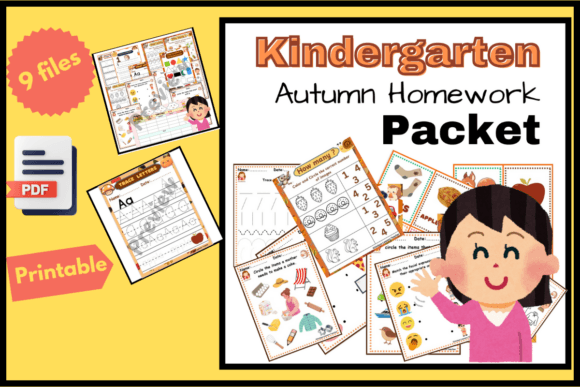 Autumn Homework Packet for Kindergarten